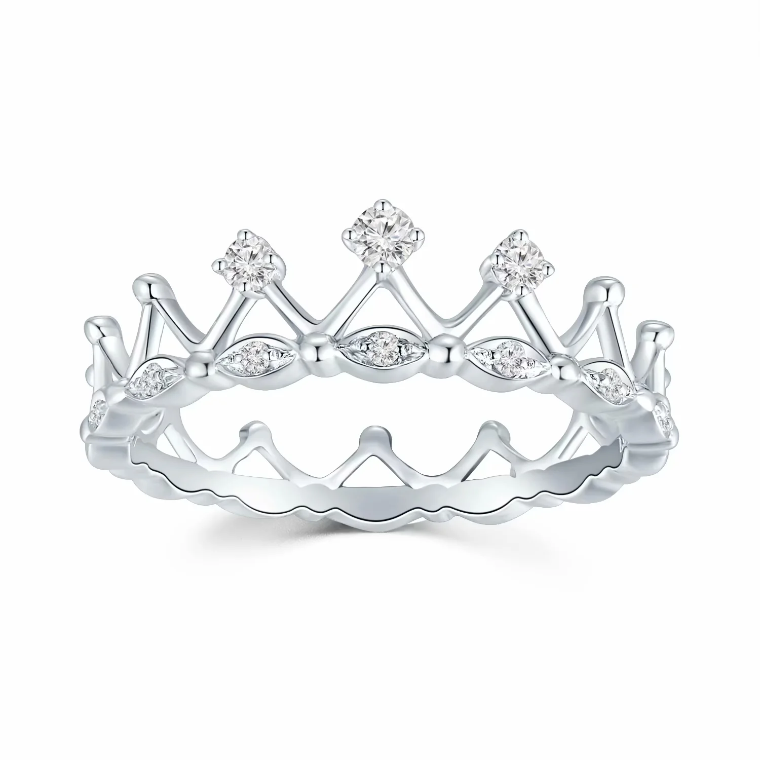 小皇冠系列18K白金钻石戒指尾指戒（现货手寸8号，不可改手寸)商品编号：S10727X