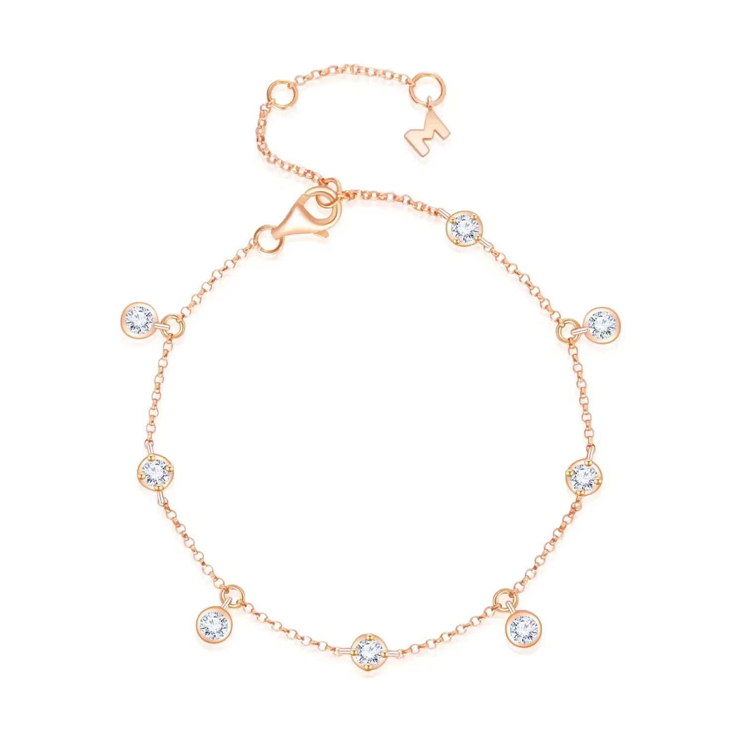 18K玫瑰金闪烁星光钻石手链 商品编号：L04363B