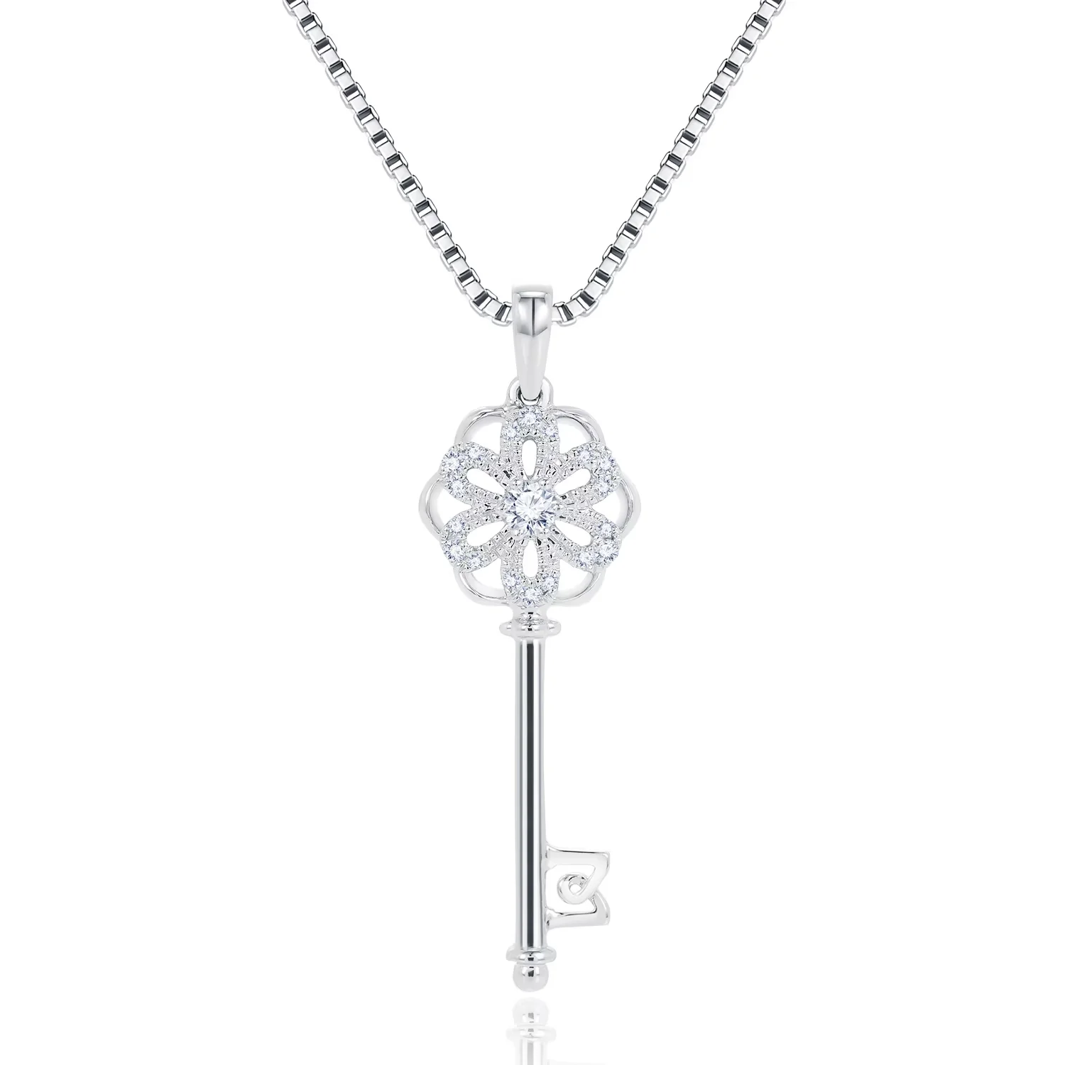 18K白金钻石吊坠 钥匙款 商品编号：S11829P