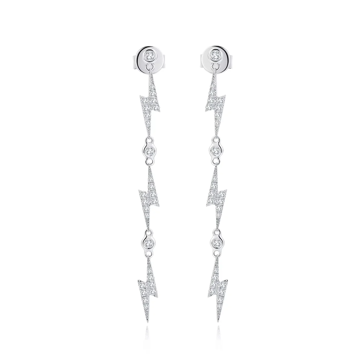 18K白金垂坠式钻石耳钉 商品编号：S11253E
