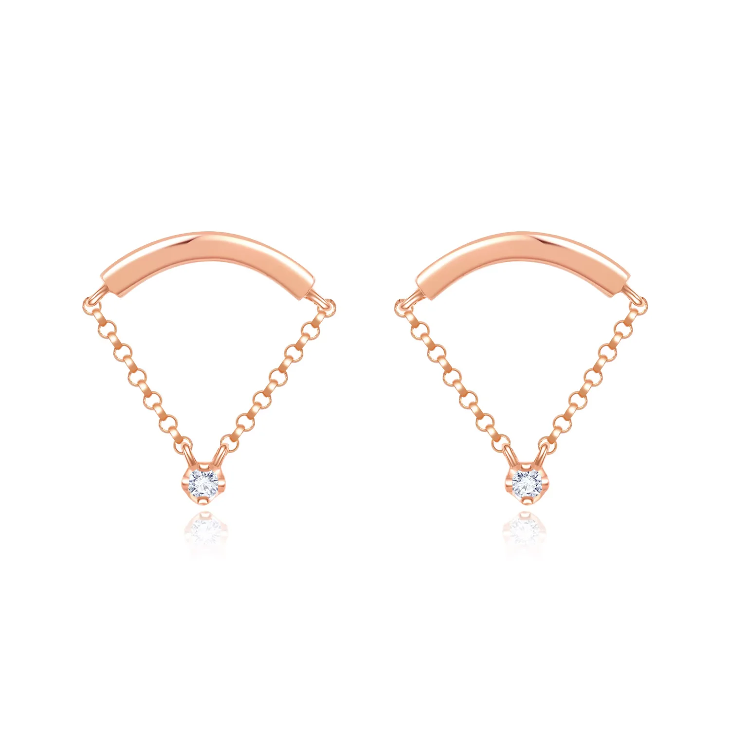 《小幸运》14K红金钻石耳钉 商品编号：HO7250E