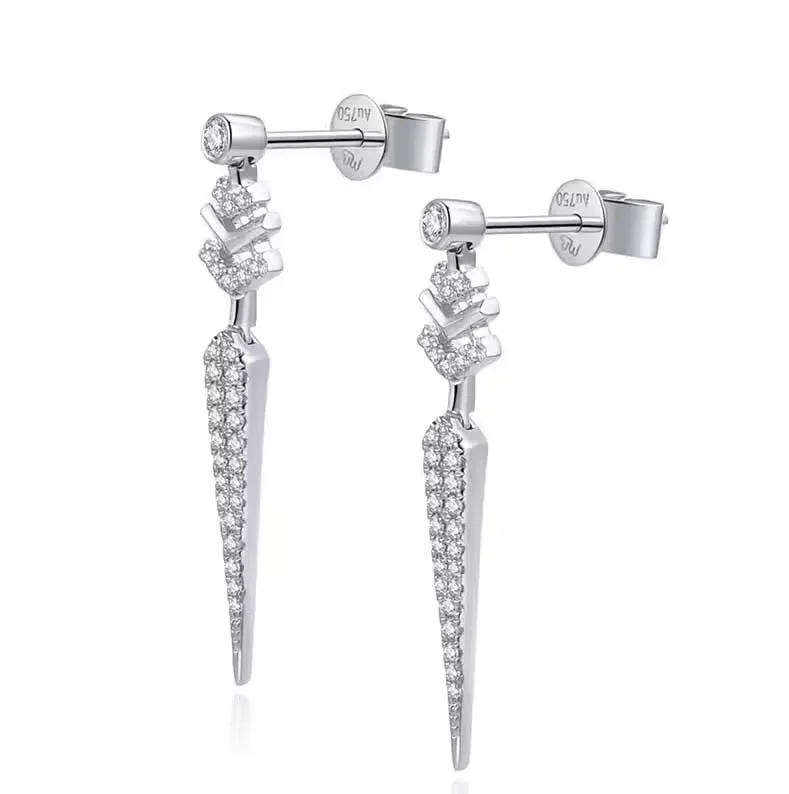 18K白金垂坠款钻石耳钉时尚气质 商品编号：J14507E
