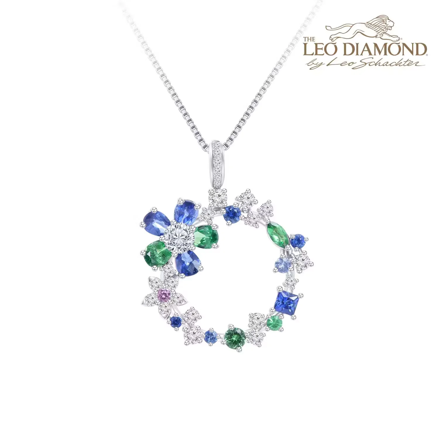 The Leo Diamond「Floral Fairy」18K金钻石/蓝宝石/半宝石吊坠 商品编号：S12822P