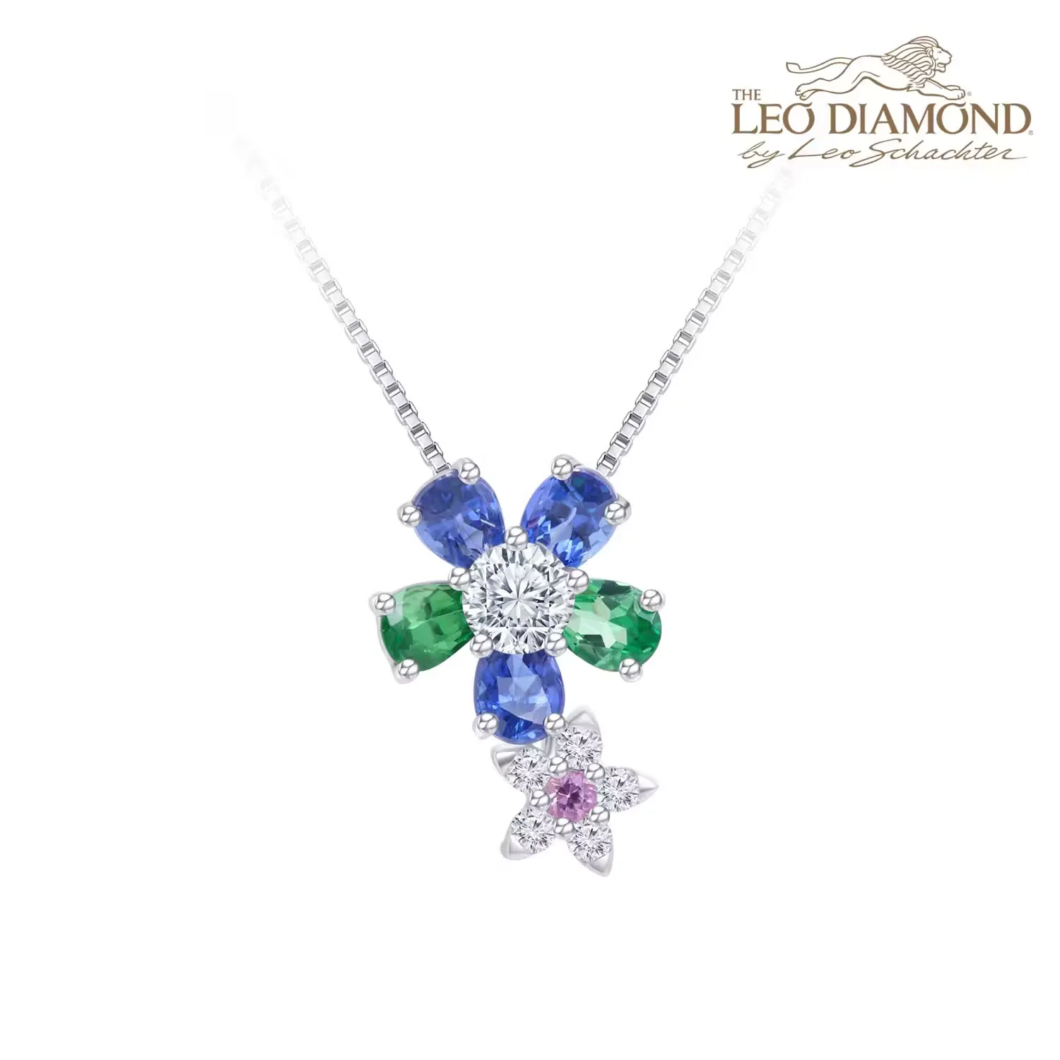 The Leo Diamond「Floral Fairy」18K金钻石/蓝宝石/半宝石吊坠 商品编号：S12823P