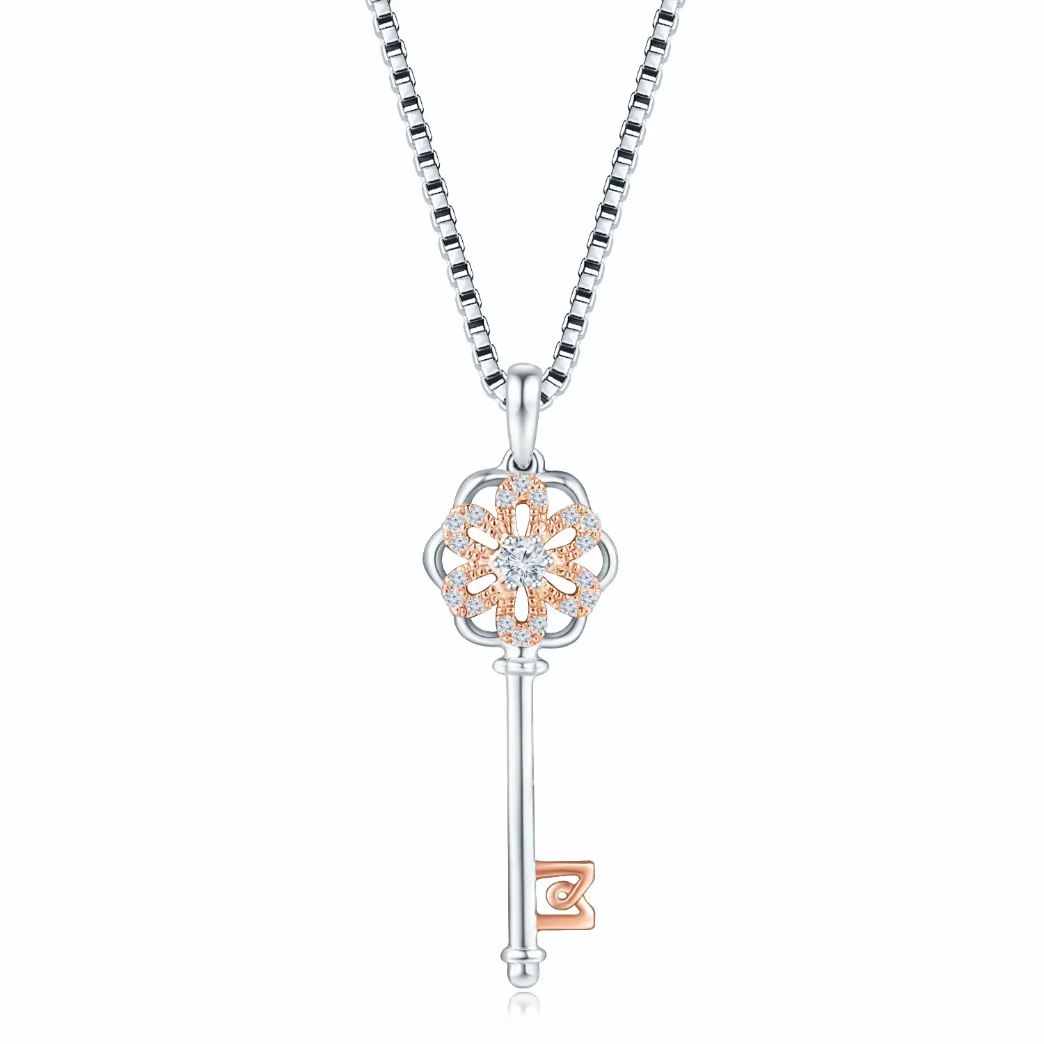 18K红白金钥匙款钻石吊坠（不含配链）商品编号：S11990P