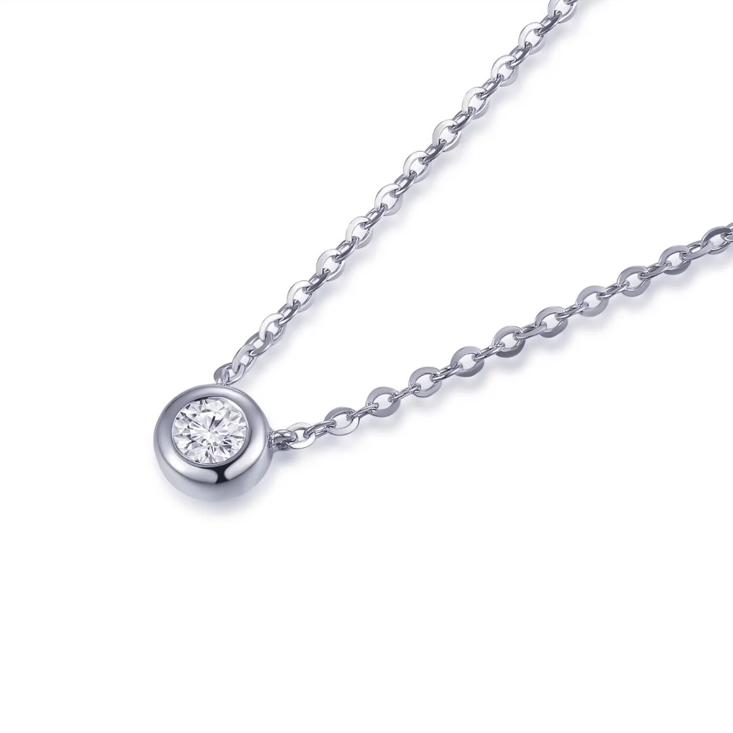 18K白金钻石泡泡项链单颗粒18分 商品编号：D00939N