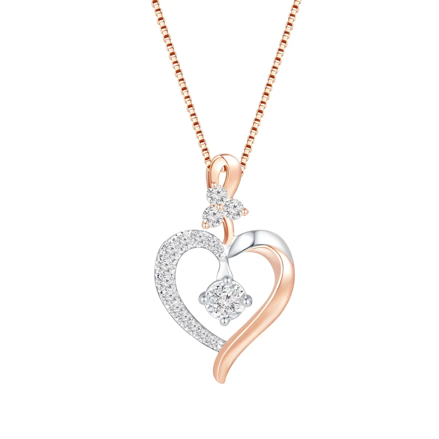 爱心系列18K红白金钻石吊坠（不含配链）商品编号： S11956P