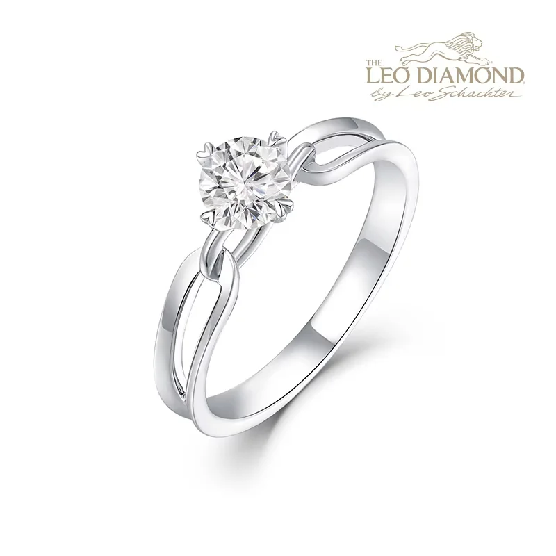 The Leo Diamond 无限爱 18K白金单颗粒求婚结婚钻石戒指商品编号：F06020R