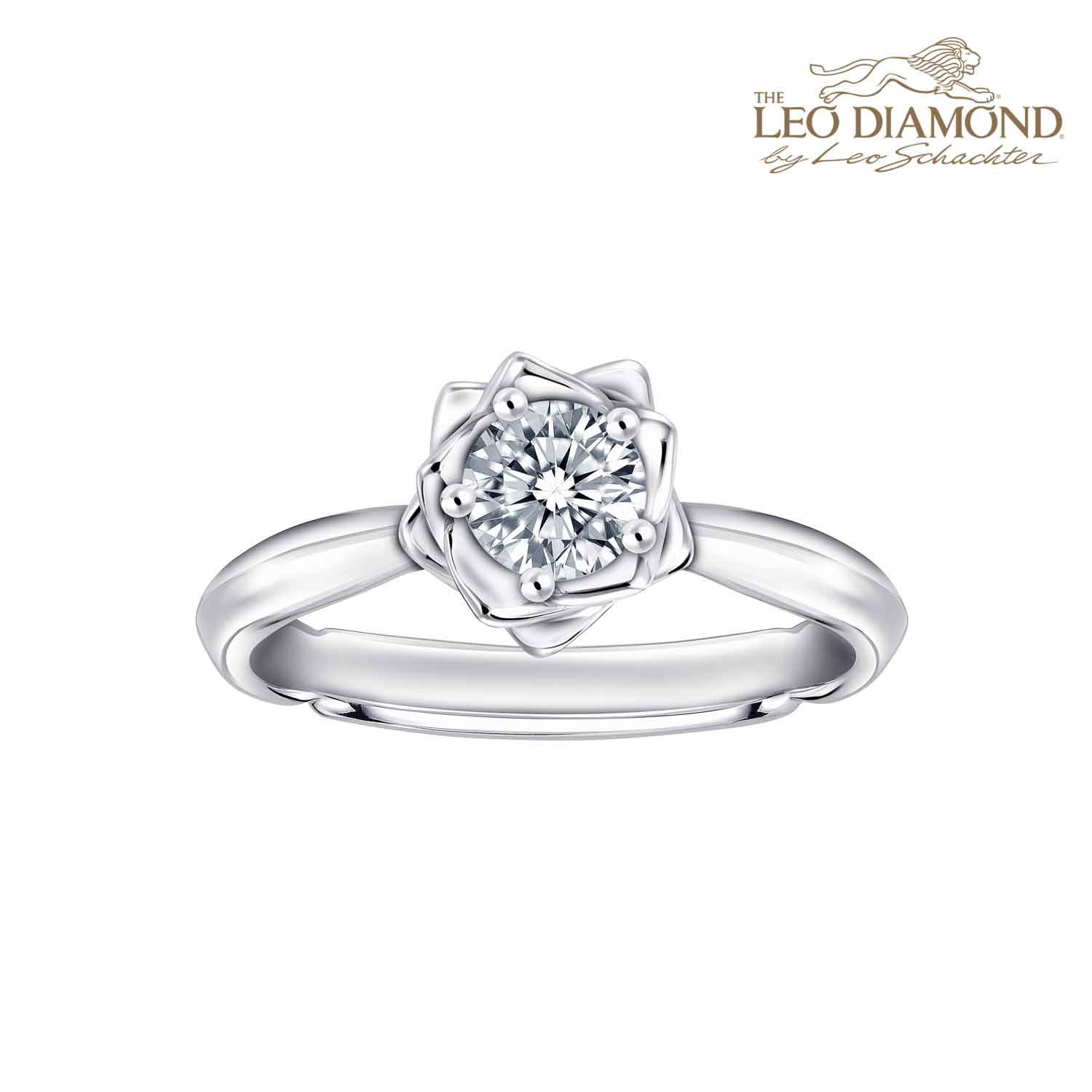 The Leo Diamond®"幸福玫瑰”系列 18K白金结婚求婚克拉钻戒 单颗一克拉 商品编号：S10222R