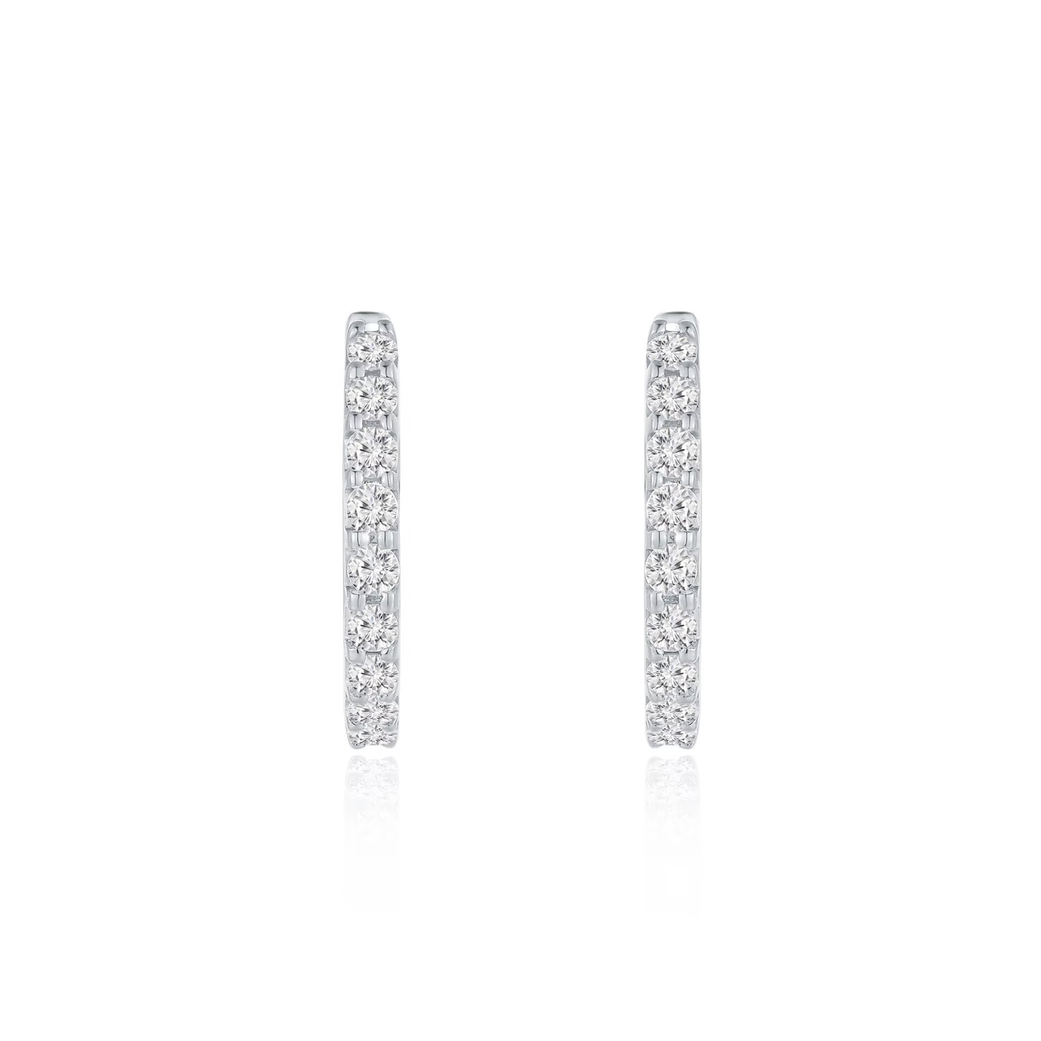 18K白金单排排钻圈式钻石耳钉 经典通勤款 商品编号：P10841E