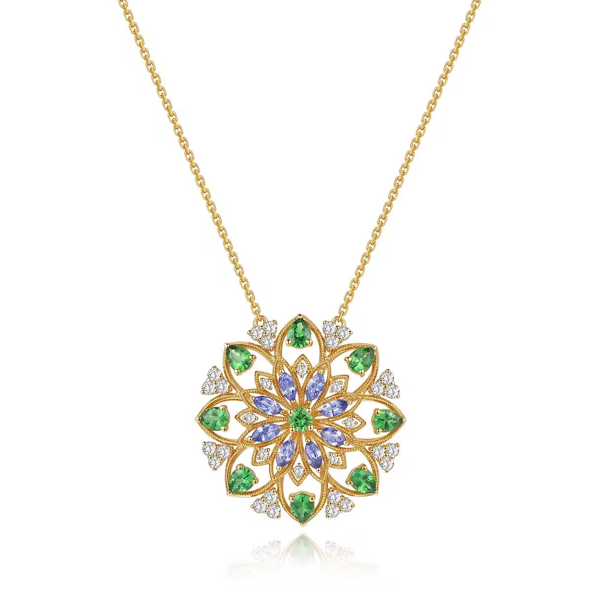 “圆梦系列”18K黄金钻石/宝石项链 长度45CM 商品编号： H07277N