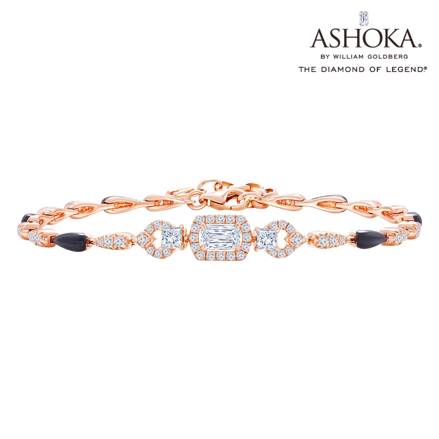 ASHOKA@Diamond 18K玫瑰金/珐琅 钻石手链 含调节链总长度18CM 商品编号：N04861B