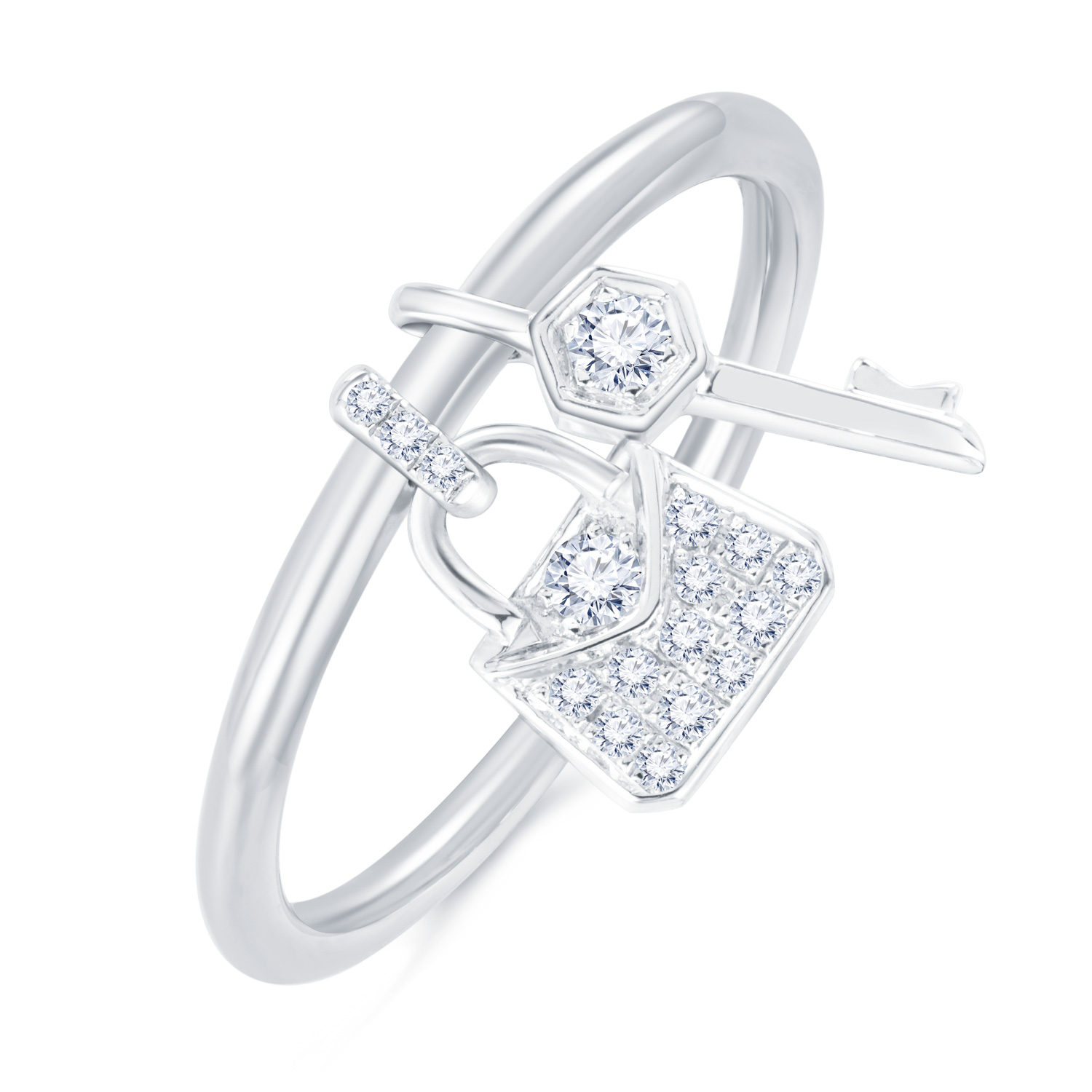 《闪亮时代》包包系列18K白金钻石戒指手寸16.5号 商品编号：S11894R