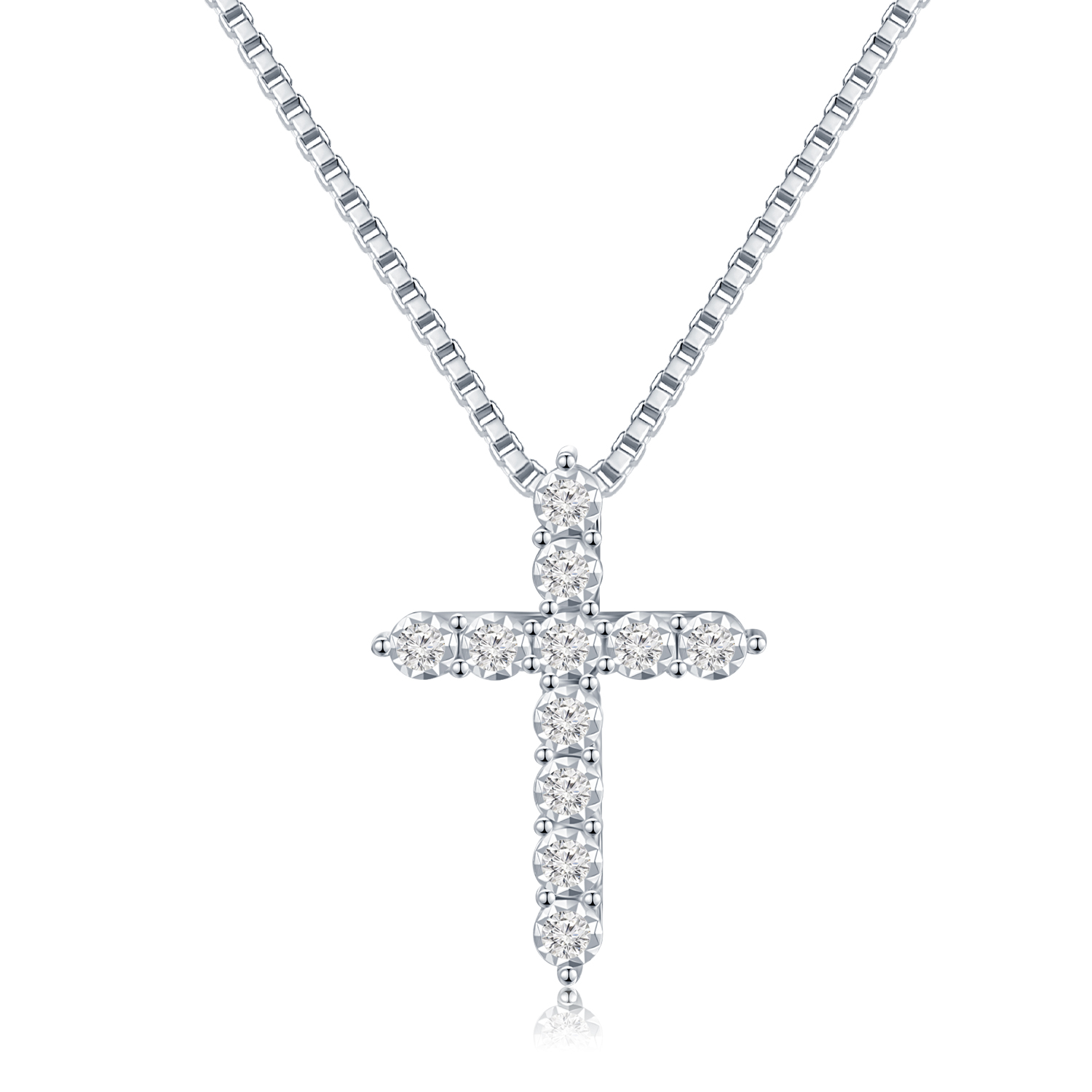 18K白金 十字架款钻石吊坠（不含配链）商品编号：S11609P