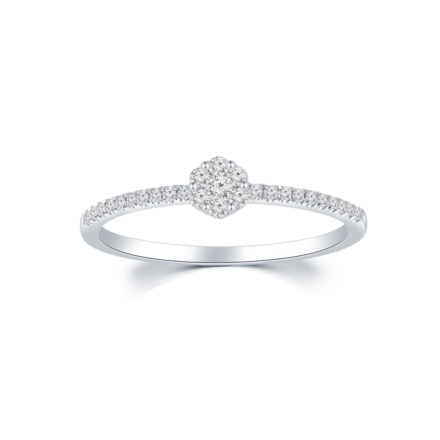 繁花系列18K白金钻石戒指 清雅版 手寸15号 商品编号：H06790R