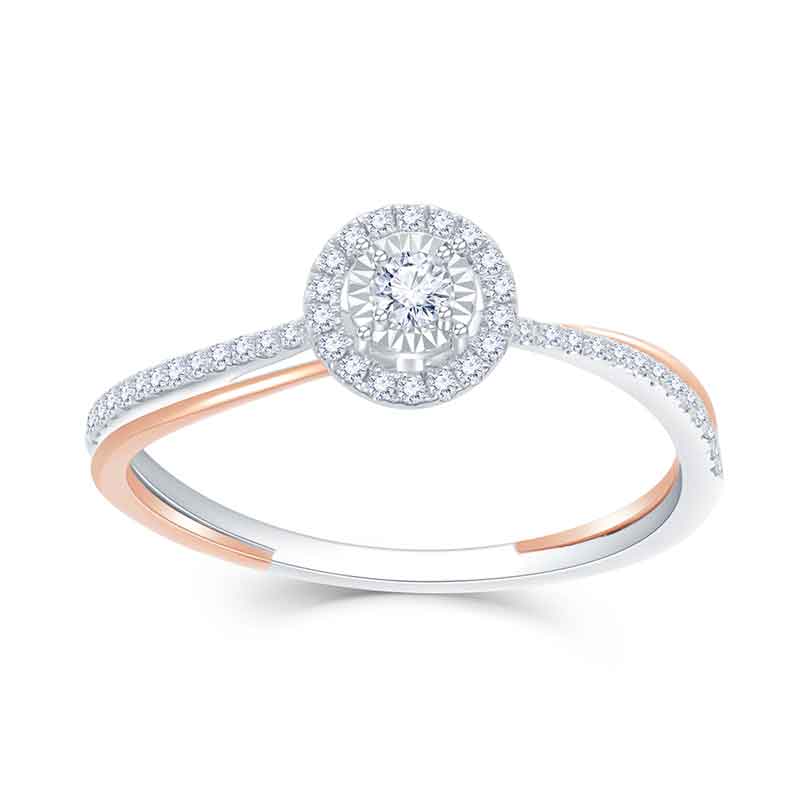 18K红白金 圆满系列 单颗粒群镶款钻石戒指 手寸13号 商品编号：N04819R