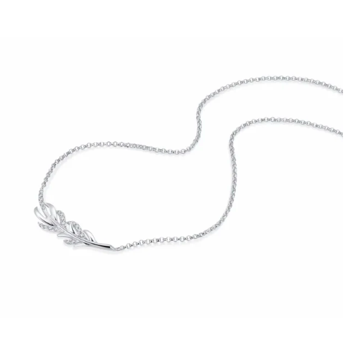 羽毛 18K白金钻石项链 长度45CM 商品编号：J14612N