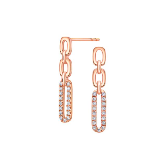 天使之翼系列18K玫瑰金钻石耳钉 商品编号：P11751E