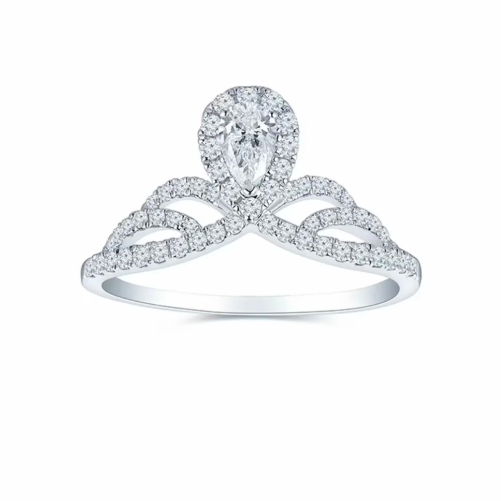 花漾情缘系列 18K 白金梨形钻拼镶钻石戒指手寸13号 皇冠款 商品编号： L03103R