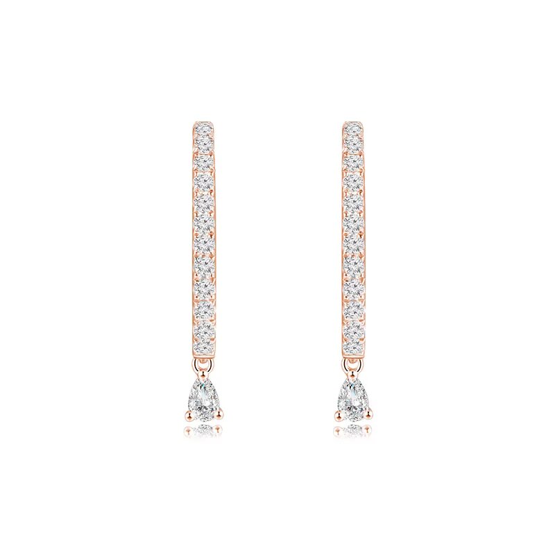 18K玫瑰金 单颗粒梨形拼镶钻石耳钉 商品编号：L03621E