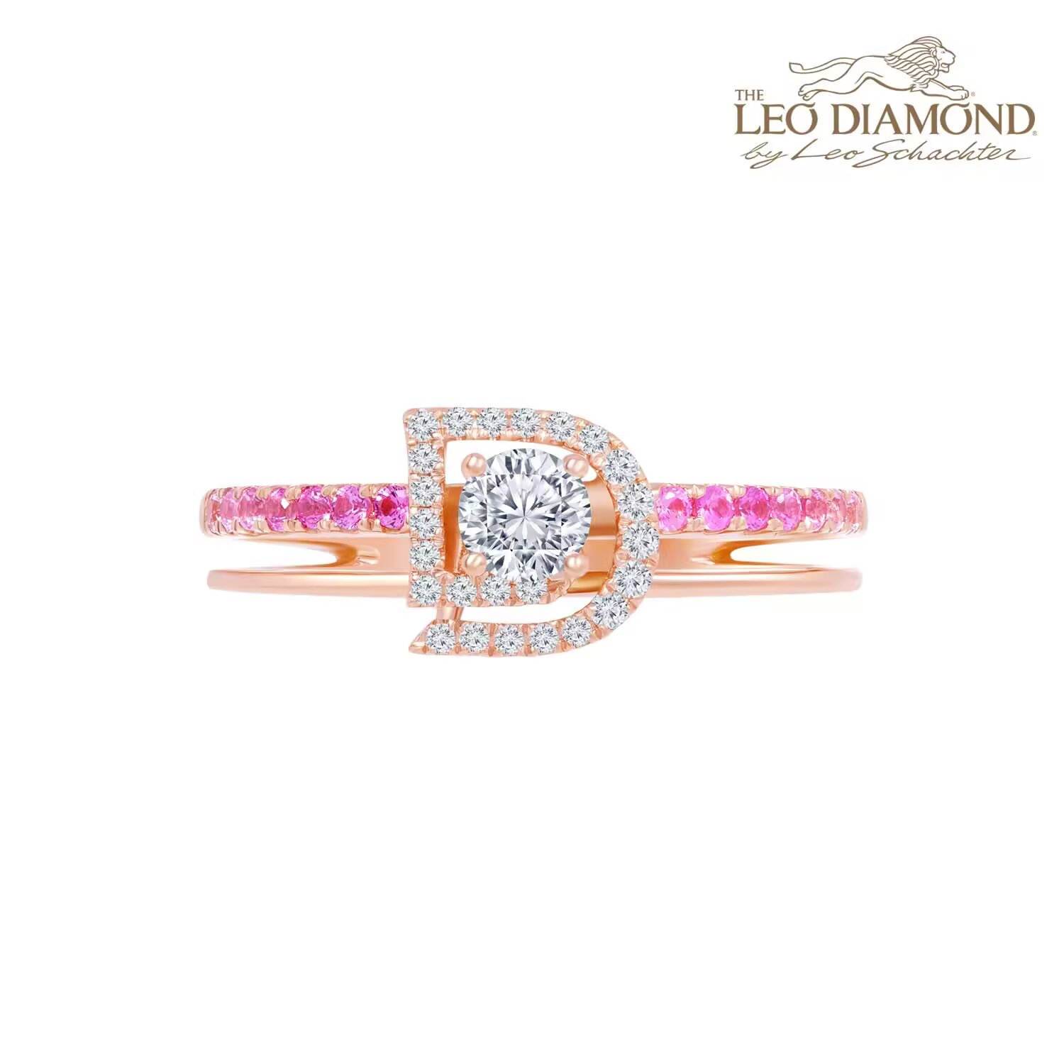 The Leo Diamond 「D Series」 18K玫瑰金钻石/粉色蓝宝石戒指 商品编号：N04956R