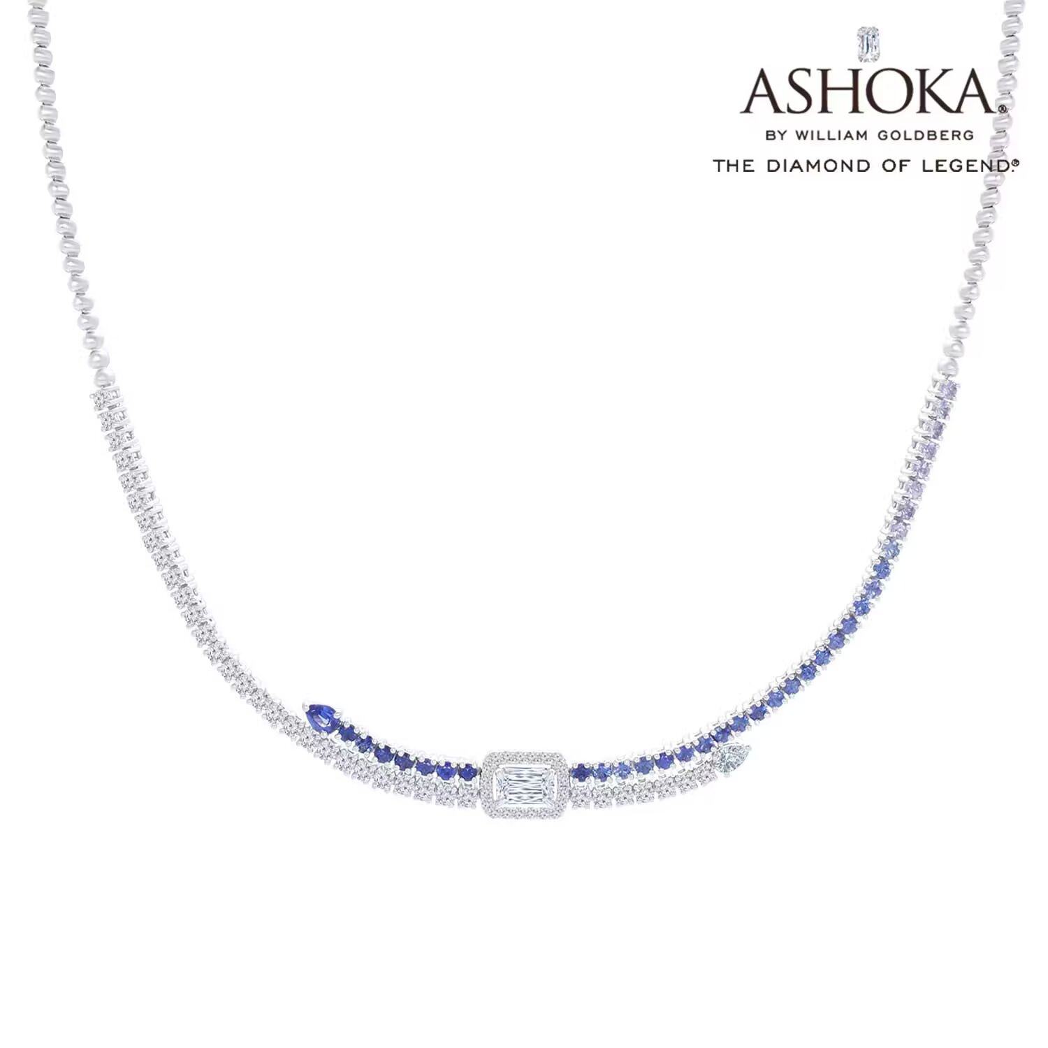 ASHOKADiamond 18K金钻石/蓝宝石项链44CM 商品编号：N04976N