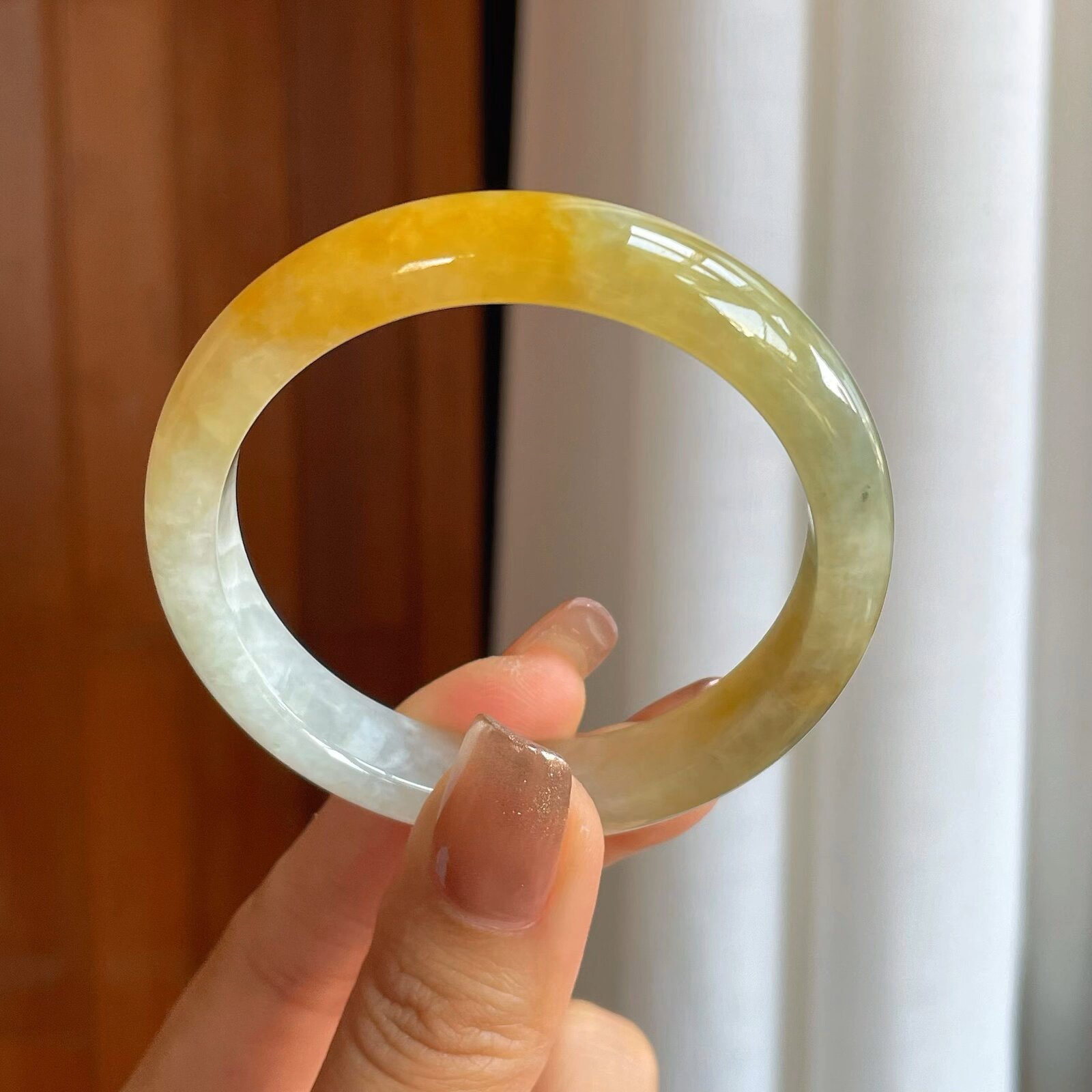 糯冰黄翡翡翠黄翡平安镯（52mm）商品编号：yc366982