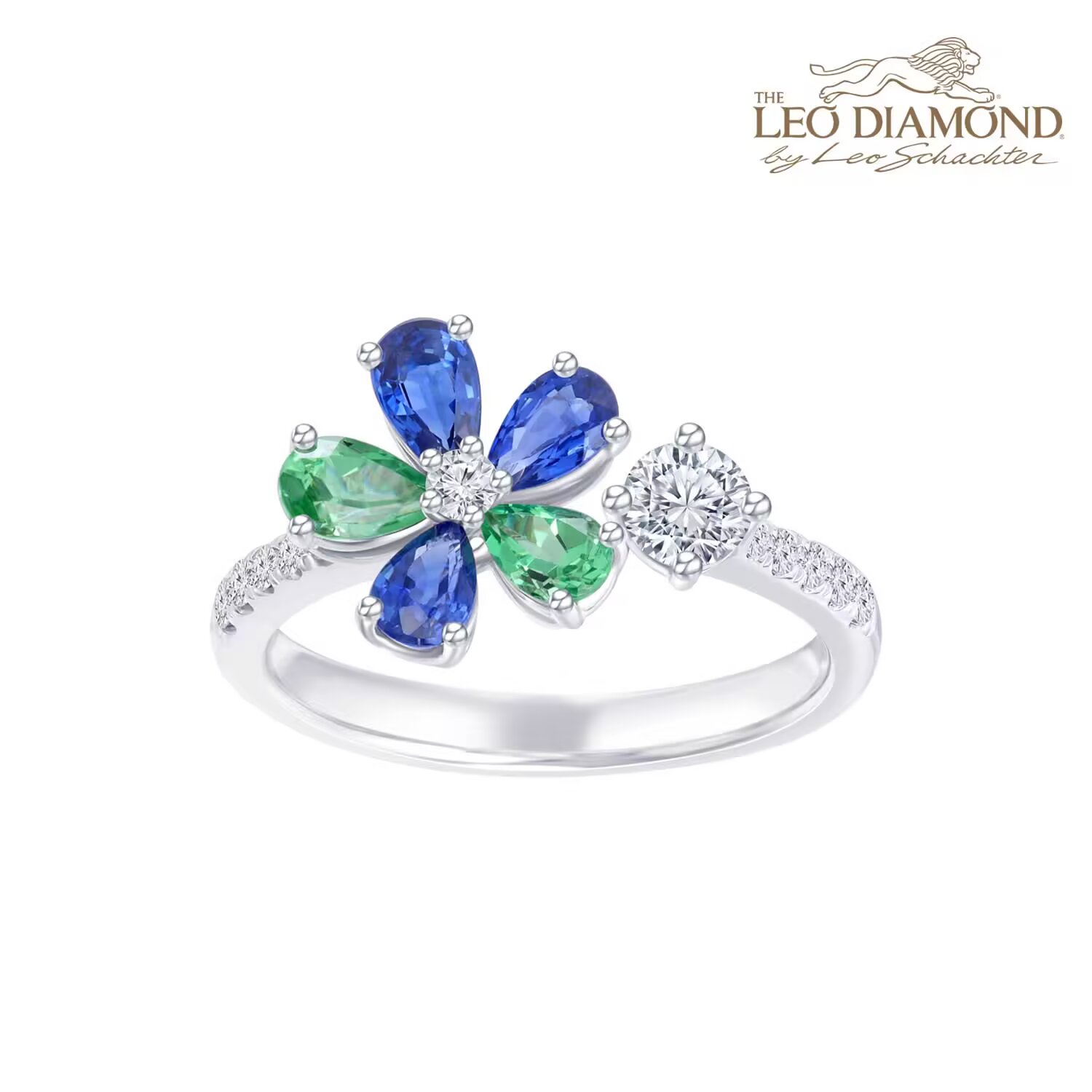 The Leo Diamond「Floral Fairy」18K 金钻石/蓝宝石/半宝石戒指手寸14号 商品编号：S12824R