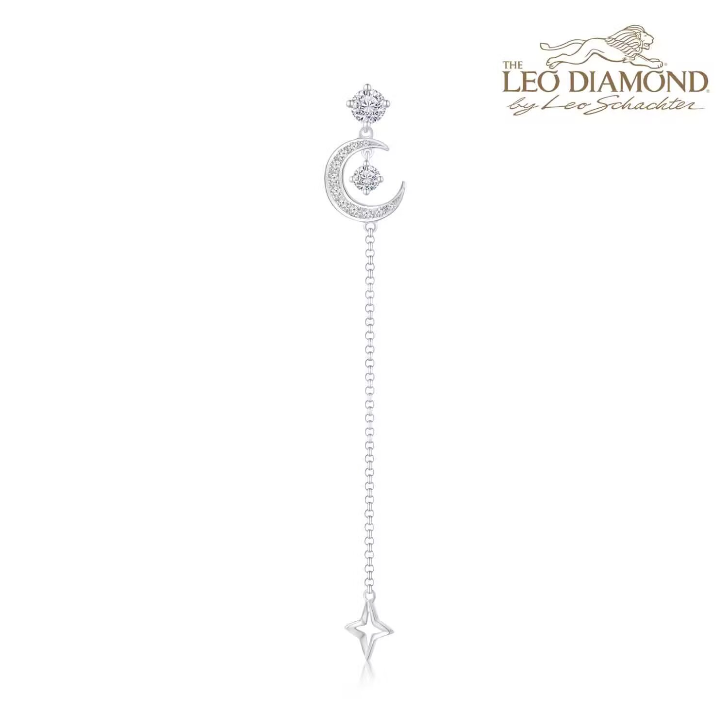 The Leo Diamond 18K白金钻石单 边耳钉 商品编号：S11087L