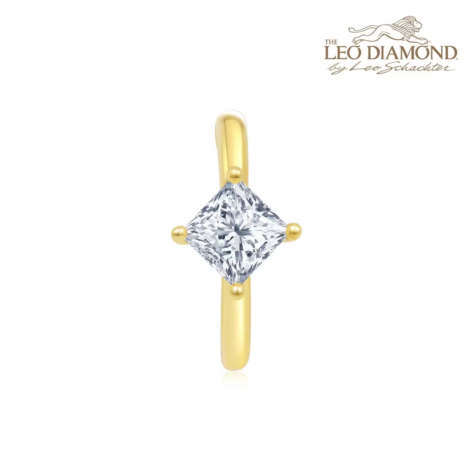 The Leo Diamond Waves of Lovej 18K黄色黄金钻石单边耳钉公主方. 商品编号：F08294L