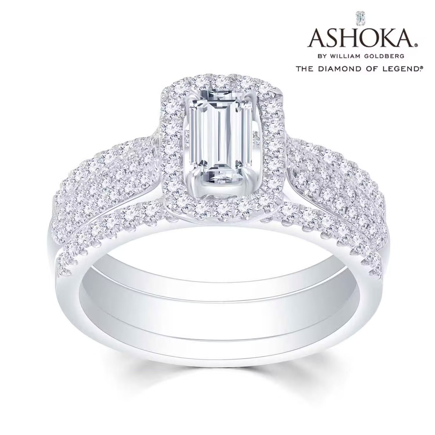 ASHOKA 品牌钻石 18K白金 皇牌系列群镶款钻石戒指拍套戒（一款多戴） 手寸13 号 商品编号：L01339S