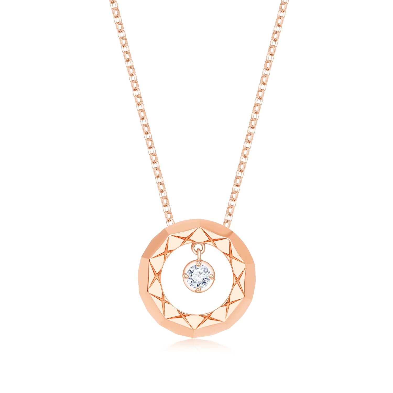 「FACETS of LOVE」18K玫瑰金钻石项链 商品编号：F08333N