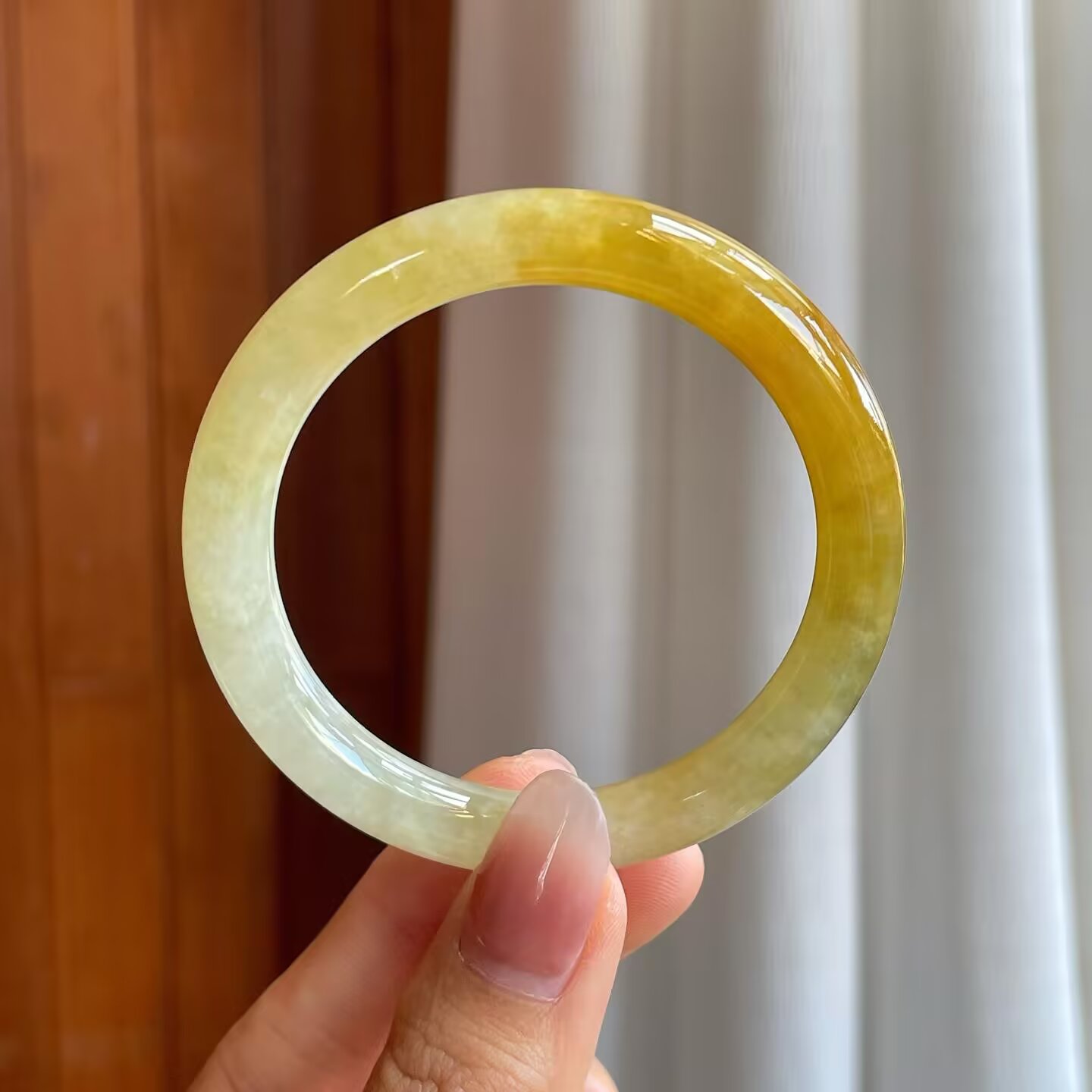 糯冰黄翡翡翠圆条手镯（52mm）商品编号：yc312952