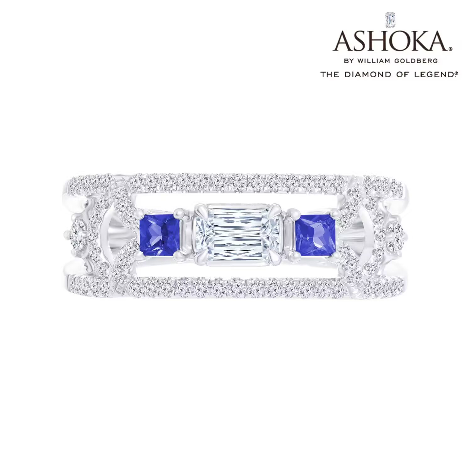 ASHOKADiamond 18K金钻石/蓝宝石戒指港寸15 商品编号：L04809R