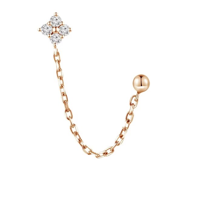 18K玫瑰金钻石单边耳钉需双耳洞佩戴 商品编号：S01806L