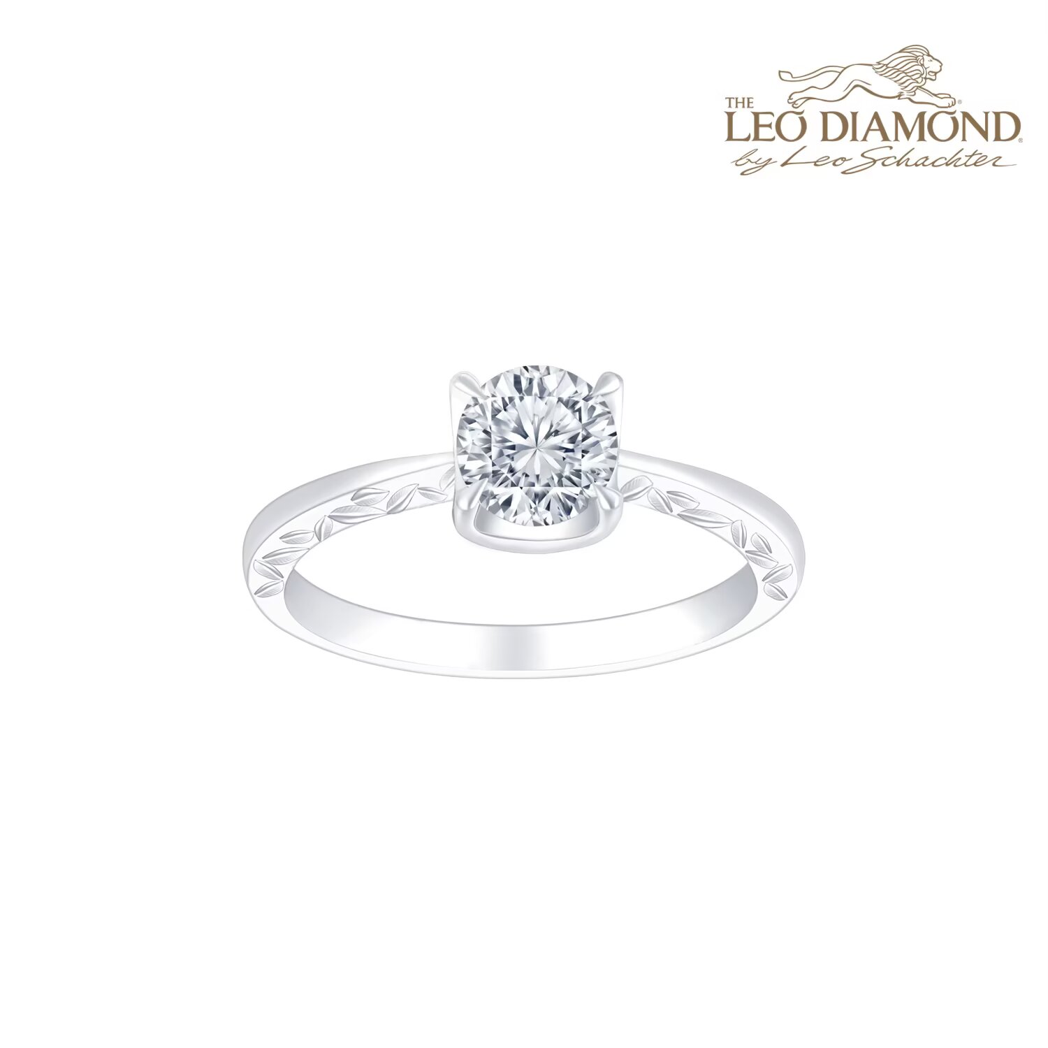 The Leo Diamond 唯美巴洛克婚戒系列18K白金单颗粒结婚求婚钻石戒 指手寸13号 商品编号：F03358R