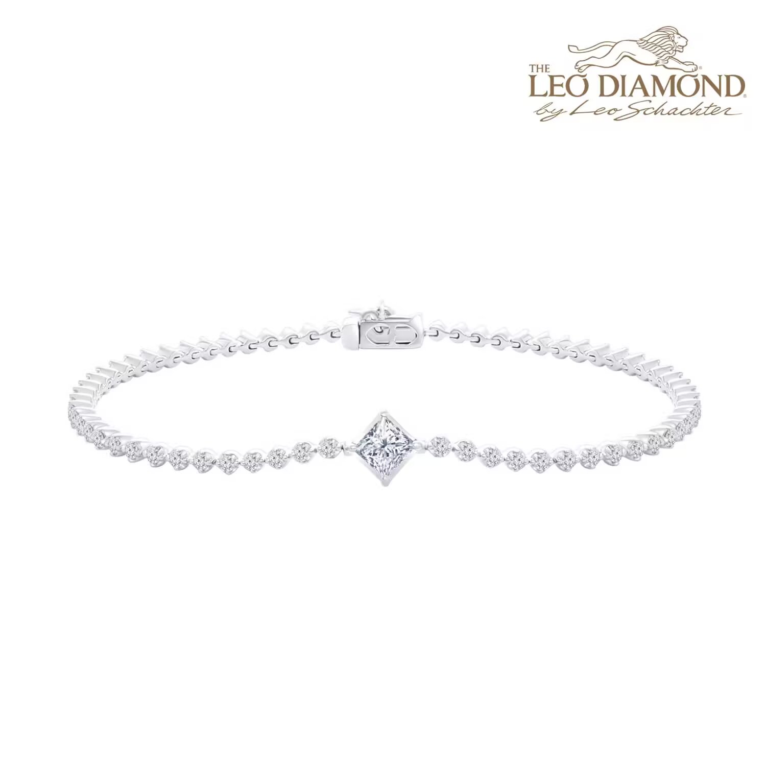 The Leo Diamond Waves of Loves 18K白金钻石手链公主方 0.44CT D...商品编号：L04767B