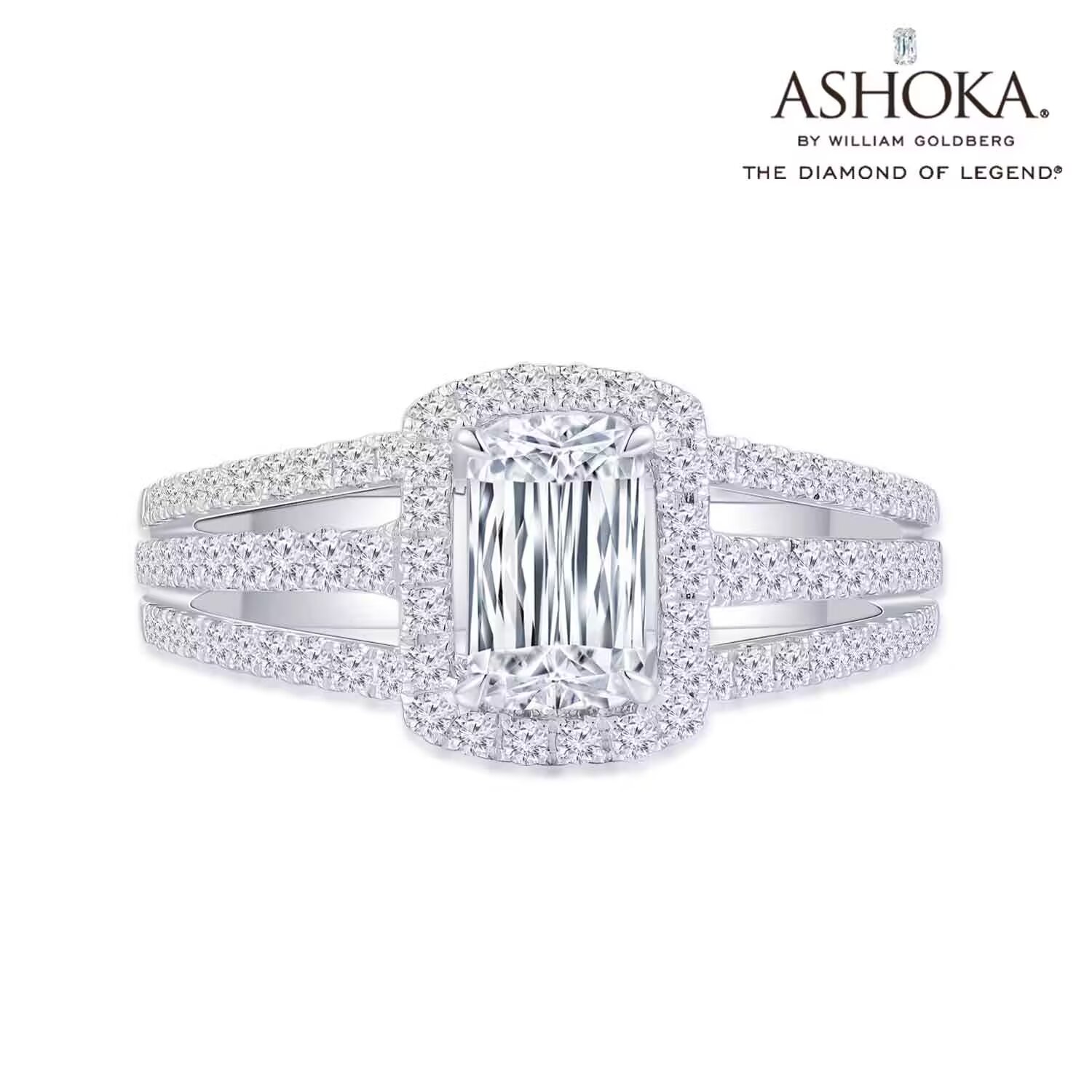 ASHOKADiamond 18K白金单颗粒 群镶款钻石戒指 高雅气质手寸15号 商品编号：L01322R