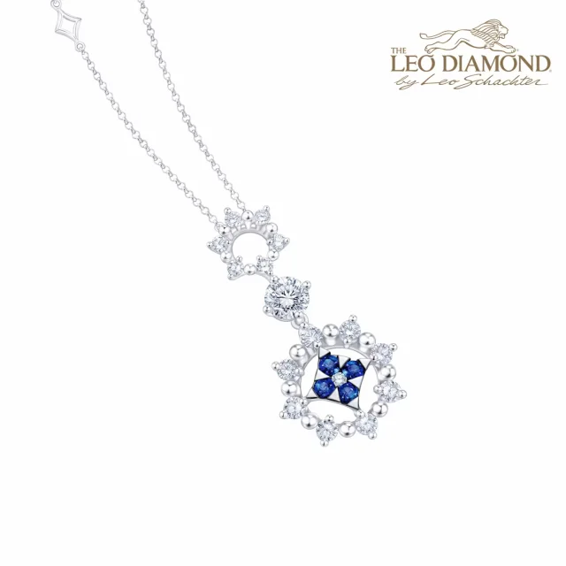 The Leo Diamond《恋雪》系列 18K 白金镀黑 蓝宝石拼镶钻石项链总长45CM 商品编号：S10928N