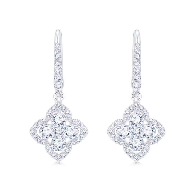 《花语》金桂系列18K白金钻石耳环