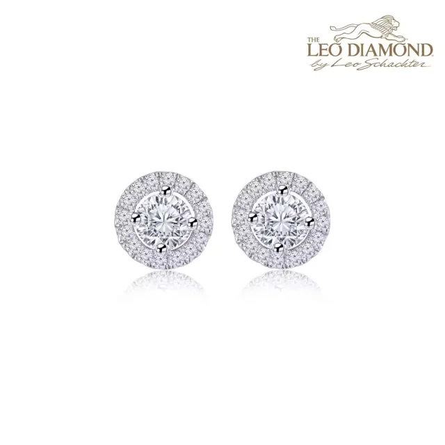 The Leo Diamond 爱语系列18K白金单颗粒群镶款钻石耳钉 商品编号：N03815E