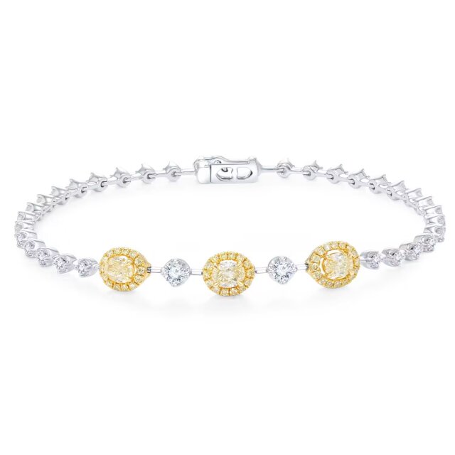 18K黄白金 异型钻 拼镶黄钻手链 长度16.5CM IGI证书 商品编号：LO4062B