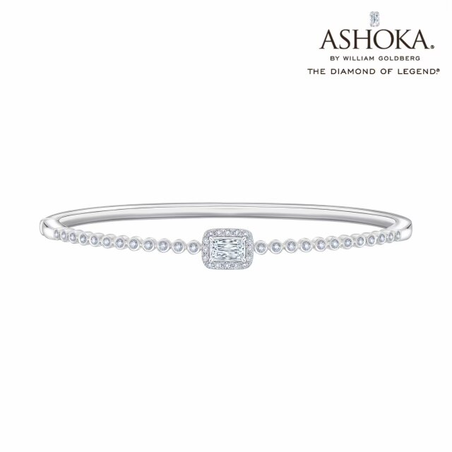 ASHOKADiamond 18K白金单颗粒群镶款钻石手镯手寸58MM商品编号：L03985A