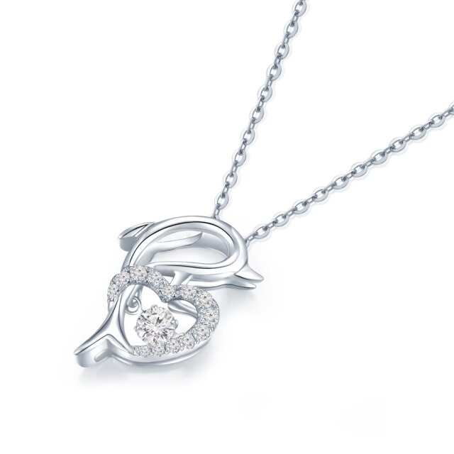 18K白金 海豚款钻石吊坠 商品编号：S11422P