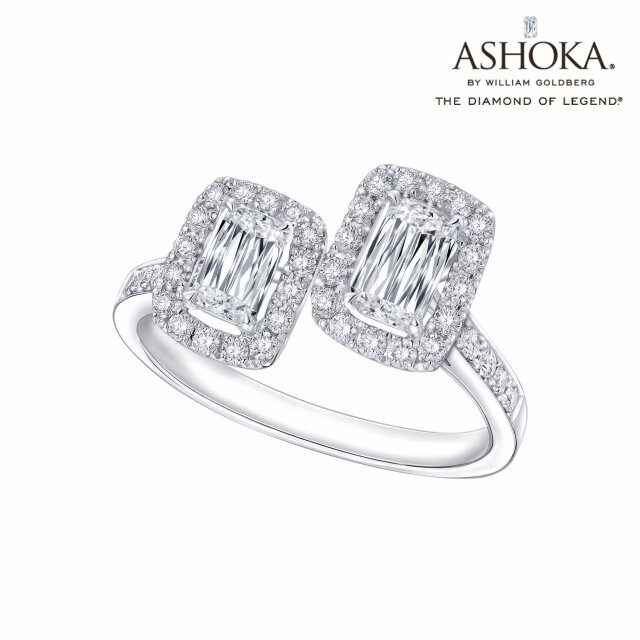 ASHOKADIAMOND《珍爱》系列 18K白金单颗粒群镶钻石戒指优雅气质商品编号：N03259R