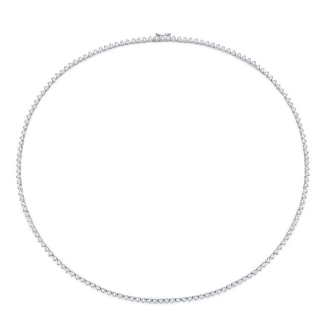 18K白金三爪镶全圈钻石套链/颈链 晚宴首选高贵优雅气质款 商品编号：P11315N