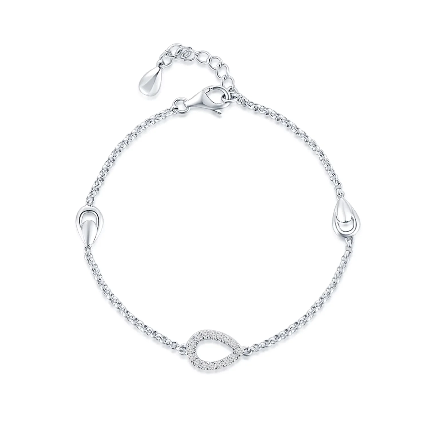 18K金白金清雅版钻石手链 长度16CM 商品编号： J13820B