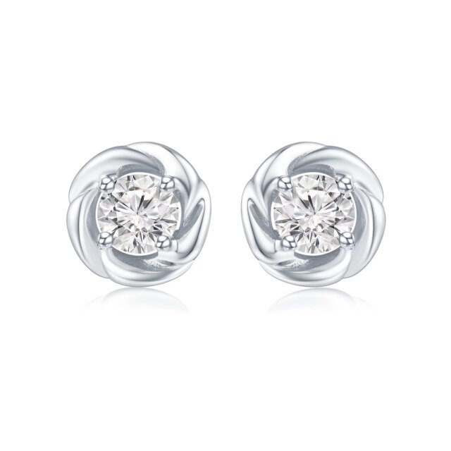花意系列18K白金单颗粒钻石耳钉一对通勤款 商品编号：S11851E