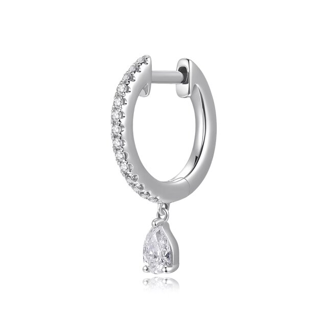 18K白金 单颗粒梨形钻拼镶圈式钻石单边耳钉（单只）商品编号： P11681L
