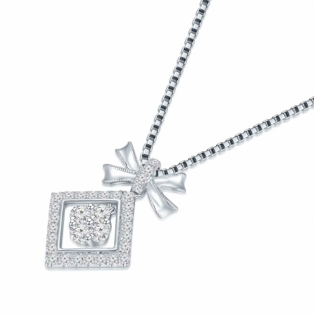 18K白金 蝴蝶结款钻石吊坠（不含配链）商品编号：S11350P